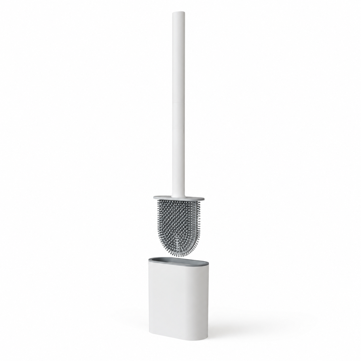 Compact Silicone Toilet Brush with Holder