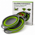 2-Piece Collapsible Silicone Colander Set – Green