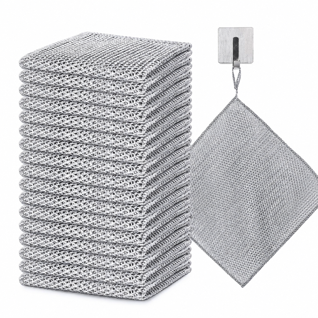 Wire Dishcloth Scrubber Pads for Pots, Pans & Kitchen Cleaning