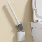 Compact Silicone Toilet Brush with Holder