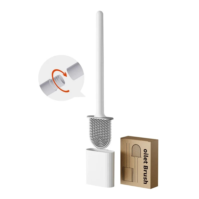 Compact Silicone Toilet Brush with Holder