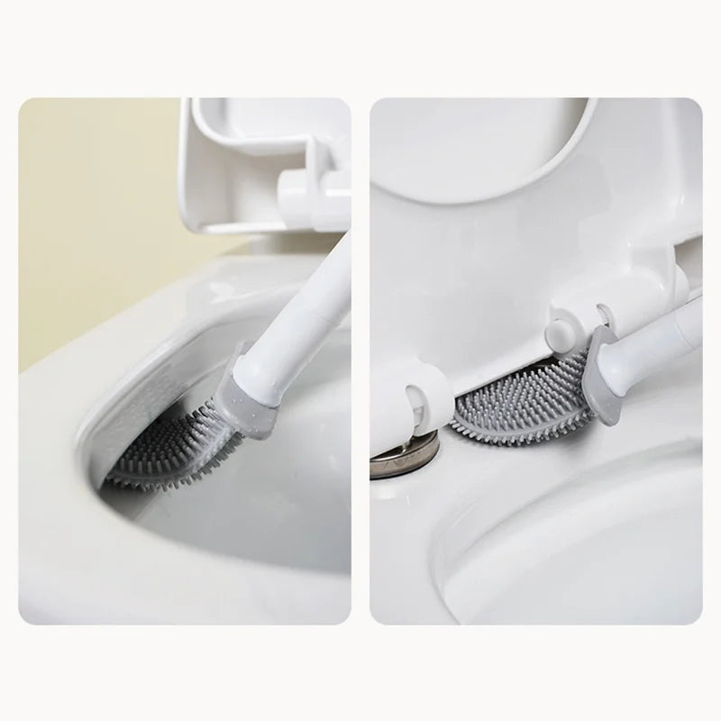 Compact Silicone Toilet Brush with Holder