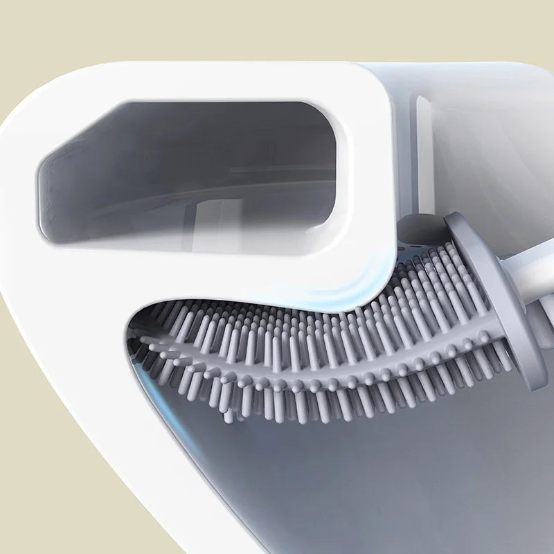 Compact Silicone Toilet Brush with Holder