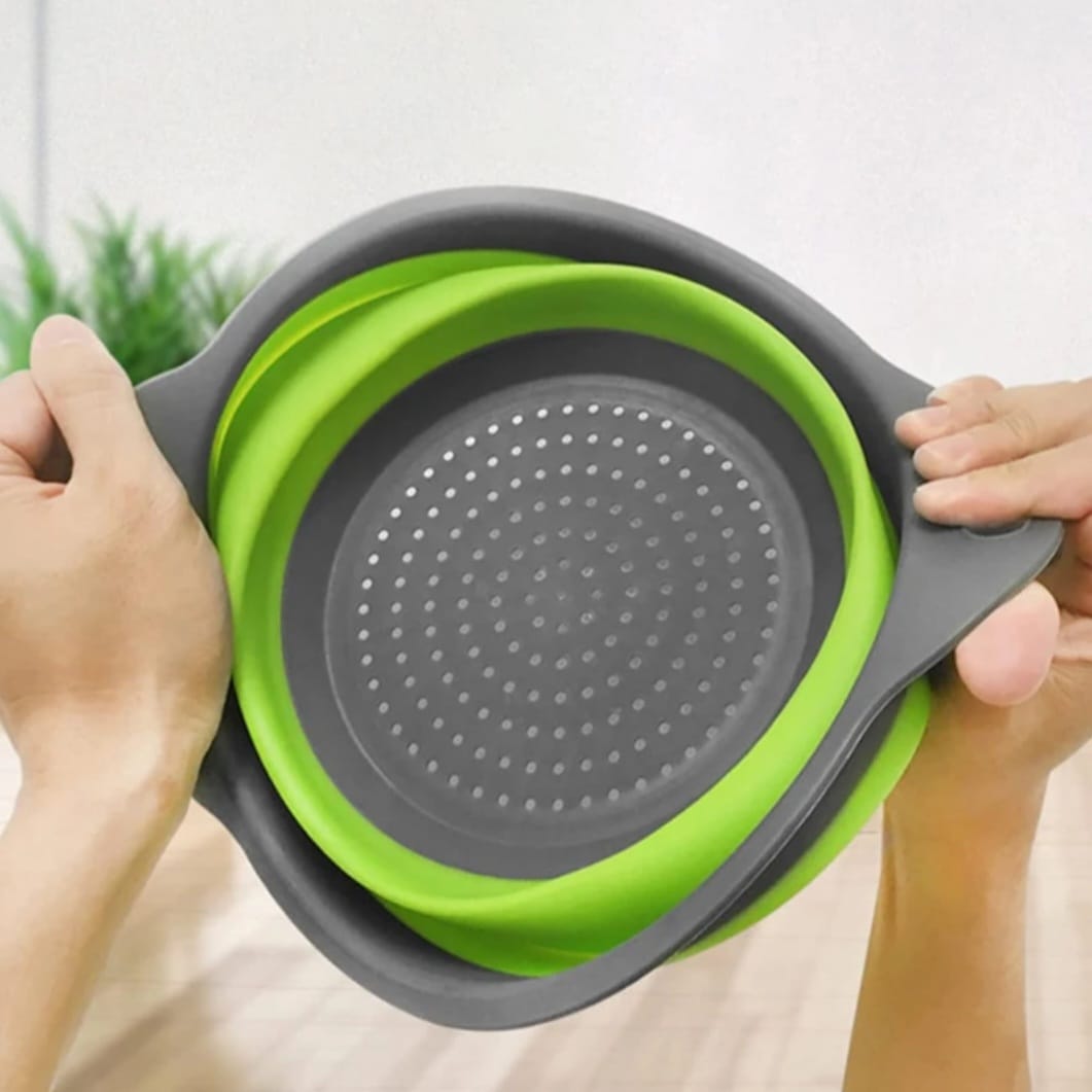 2-Piece Collapsible Silicone Colander Set – Green